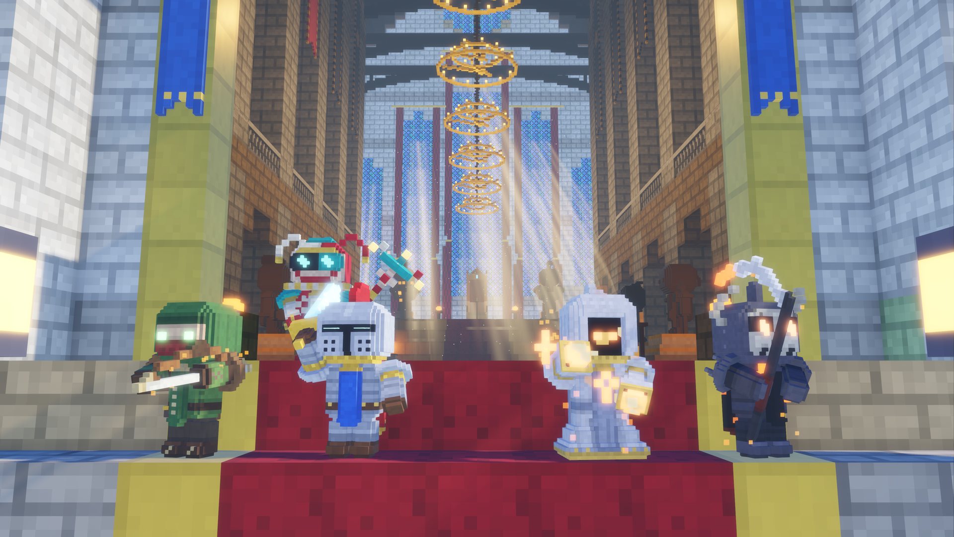 The heroes together in the Hall of Heroes